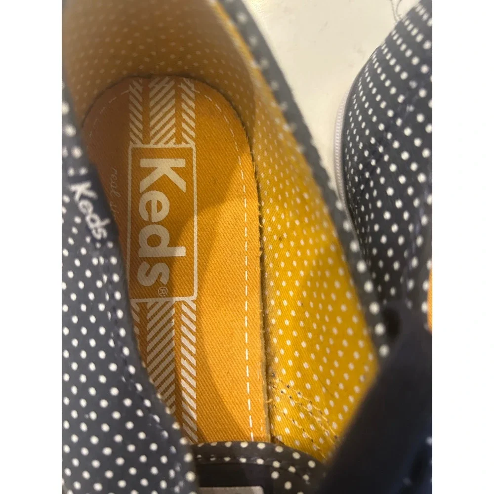 Keds Champion Sneakers Navy Blue Polka Dot Canvas Lace Up Low Top Shoes